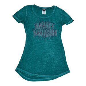 Harley‎ Davidson Belize Spell Out Logo Cotton Blend Shirt Women’s XS